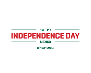 Happy Mexico Independence Day on a white background, Vector design of Independence Day of Mexico, Typographic Design of Mexico National Day, Flag typography of Mexico