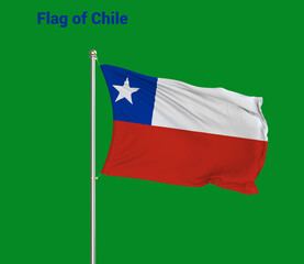 Flag Of Chile, Chile flag, National flag of Chile. pole flag of Chile.