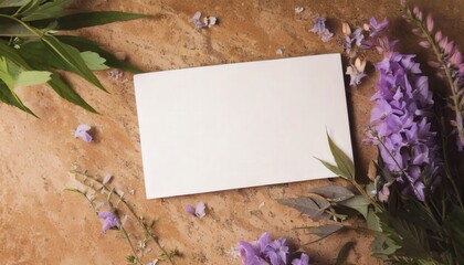 Obraz premium Minimalist Floral Wedding Invitation Mockup on Soft Neutral Background