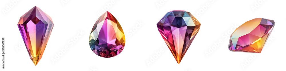 Poster a collection of captivating multifaceted gems and diamonds displaying a dazzling array of vibrant co