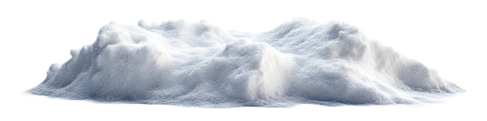 Large snowdrift with soft texture, isolated on transparent cutout background
