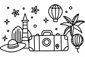Obraz premium Sketch-Inspired Travel Backgrounds – Hand-Drawn Wanderlust Designs