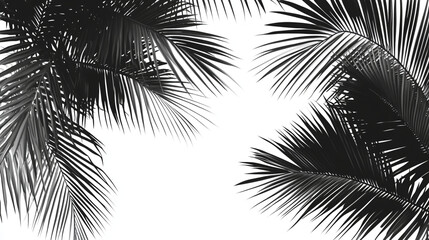 Obraz premium Black and white palm leaves against a bright background creating a tropical aesthetic look and feel.