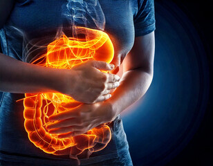 Irritable Bowel Syndrome (IBS)., x-ray concept. 
