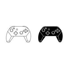 Two game controller icons in outline and silhouette style. Modern and simple design, perfect for digital projects, game apps, or technology-themed illustrations.
