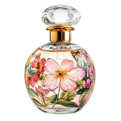 Floral Perfume Bottle on transparent background