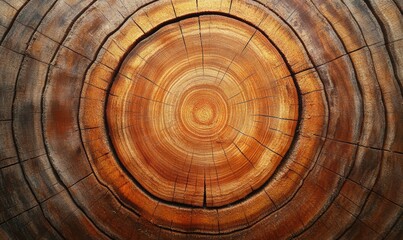 Tree Rings Close-up: A detailed view of tree rings, showcasing the intricate patterns of growth, highlighting the passage of time and the life cycle of a majestic tree.