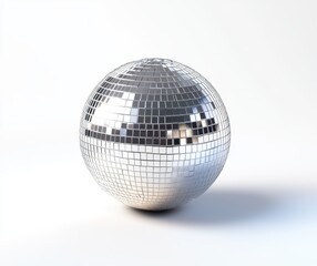 Fototapeta premium Mirror Ball's Sparkle: A glamorous mirror ball casts dancing light, ready to infuse any scene with celebratory joy, exuding a dazzling shimmer in any dance floor.
