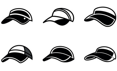 Vector Illustration of Stylish Sun Hats in Monochrome