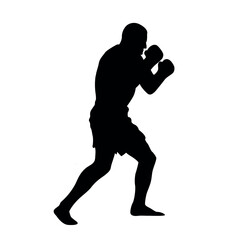 Boxer silhouette aggressive fighter stance vector 