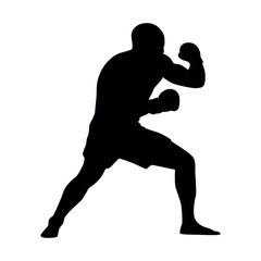 Silhouette of a strong fighter boxer vector