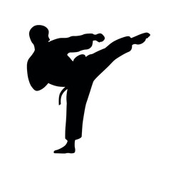 Karate man kick silhouette vector