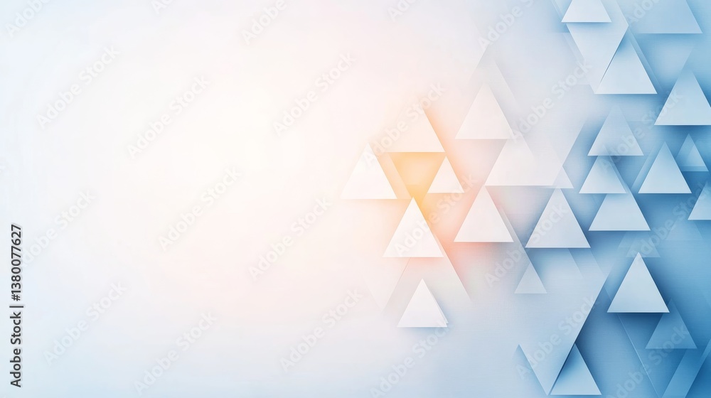 Poster A large triangle in shades of white and grey is positioned asymmetrically on a plain white background, creating a minimalist aesthetic with clear copy space