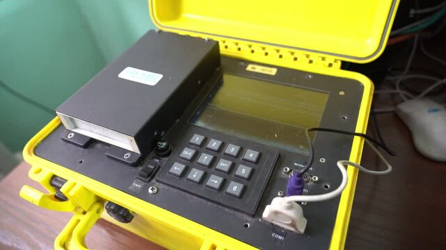 Almaty, Kazakhstan - 12.20.2023 : The seismograph reads the data in real time. 