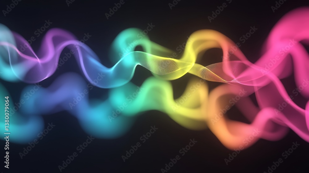 Aufkleber Colorful neon waves flow and intertwine, creating a dynamic backdrop that represents modern web streaming technology, perfect for various multimedia applications