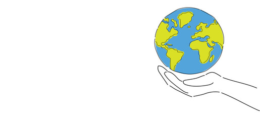 world earth day concept  illustration with save open hand with globe earth inside world map with copyspace,freespace, Earth Protection Awareness, Green Planet, Save Earth, Nature Conservation