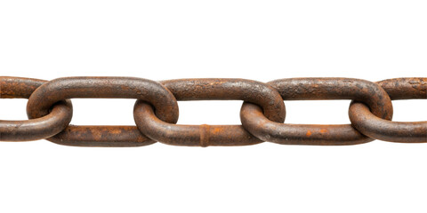 Obraz premium Vintage rusty steel chain isolated on transparent background. Cut out