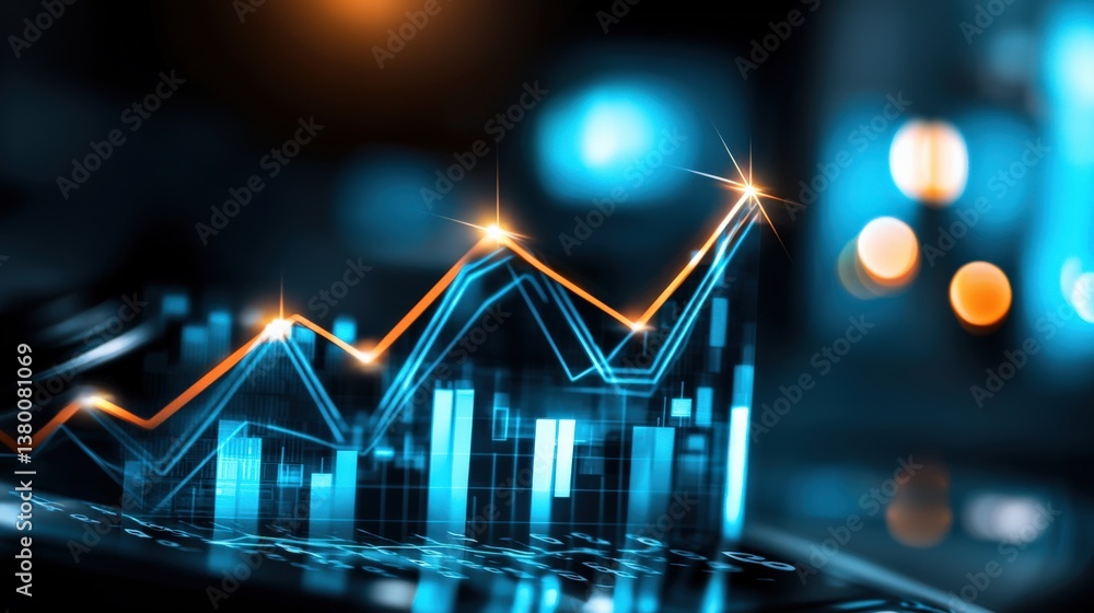 Aufkleber business growth trends analyzing data visualizations in a digital workspace environment