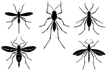 set of Mosquitoes silhouette vector illustration