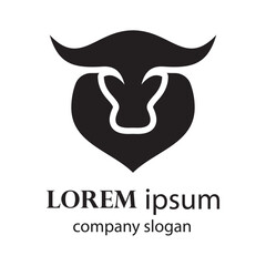 Obraz premium aggressive horned bull head logo design