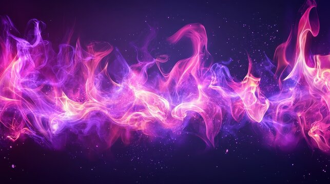 Pink and purple flame effects with smoke, particle sparks, and a dark background. Ideal for magical themes, futuristic concepts, and creative design projects.