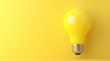 A single vibrant yellow lightbulb illuminating against a yellow backdrop