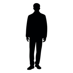 Standing man silhouette vector casual hands down pose
