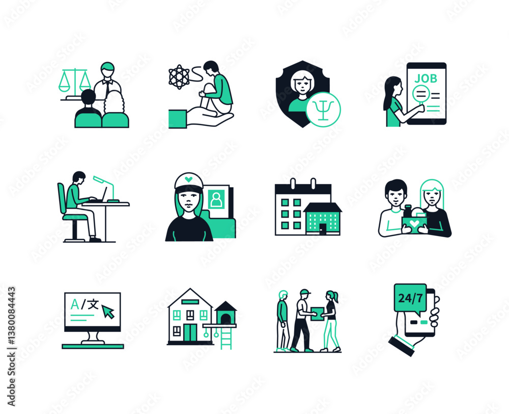Poster migration issues - line design style icons set