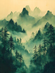 Misty Mountain Landscape
