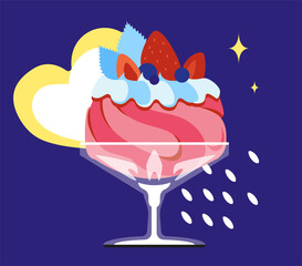 Airy dessert Pavlova - modern colored vector illustration