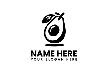 Bold Avocado Half with Leaves Graphic. Healthy Food Design