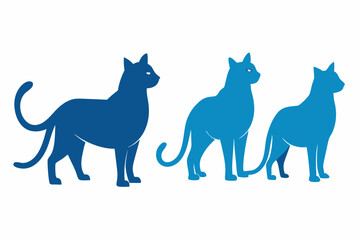 set of Russian Blue Cat silhouette vector illustration