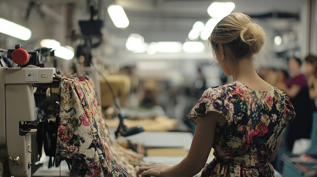 Ethical fashion production workshop industry urban environment close-up view sustainable practices