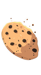 Fototapeta premium Chocolate chip cookie with crispy texture and glossy chocolate chips flat vector illustration