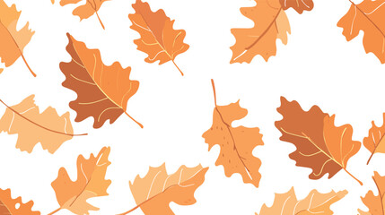 Colorful oak leaves pattern on a white background as a symbol of autumn flat vector illustration