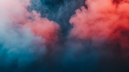 Obraz premium Red and blue smoke clouds, abstract background