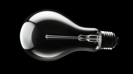 A transparent light bulb lying horizontally on black background