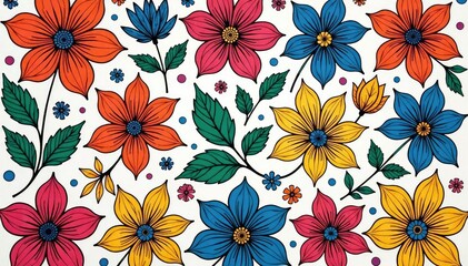 Intricate line art blossoms, geometric floral repeat, line art pattern, wallpaper, abstract pattern