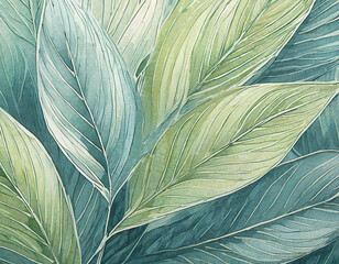 手書き風リーフパターン 04