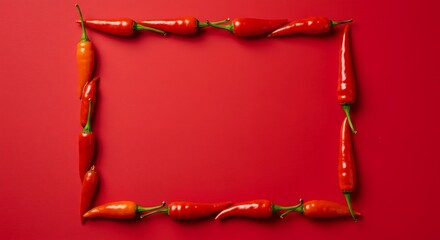 Crimson Chili Frame Red Hot Rectangle Spicy Red Border A Fiery Frame Chilis In Scarlet Scarlet Pepper Square Flame Colored Frame Red Pepper Design Hot Chili Composition Crimson Chili Border