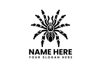 Monochrome Spider Illustration. Minimalist Vector Logo Tribal Arachnid Art