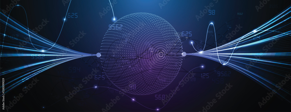 Poster futuristic blue abstract artificial intelligence and science data concept
