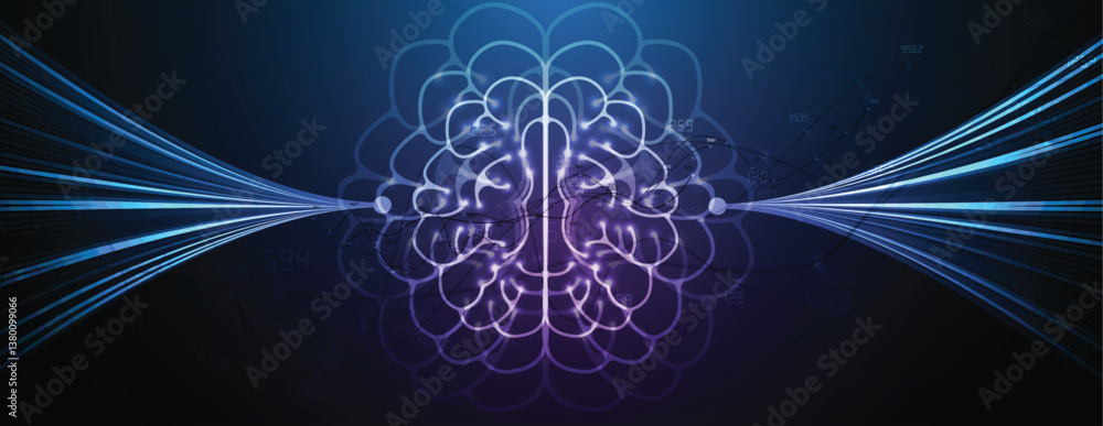 Poster futuristic blue abstract artificial intelligence and science data concept