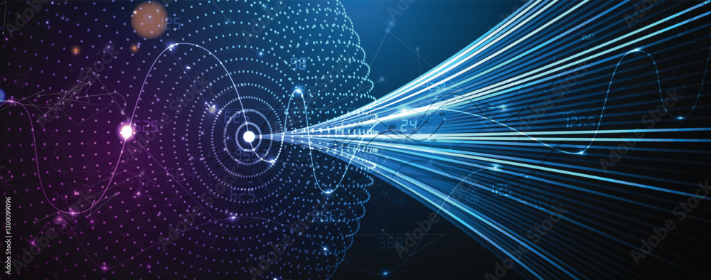 Poster futuristic blue abstract artificial intelligence and science data concept
