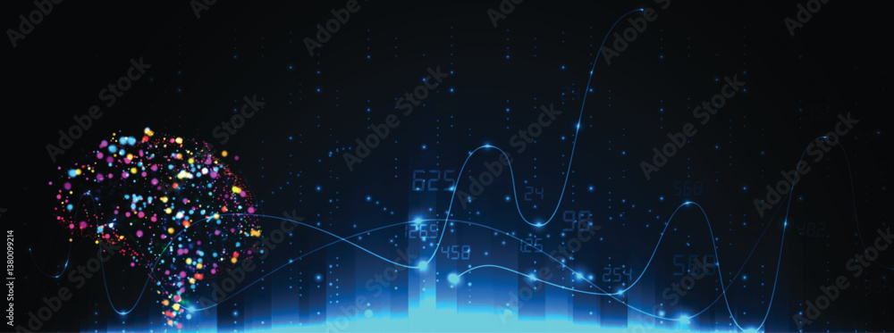 Aufkleber futuristic blue abstract artificial intelligence and science data concept