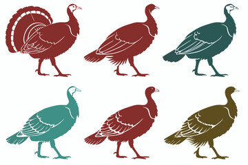 set of Turkey silhouette vector illustration