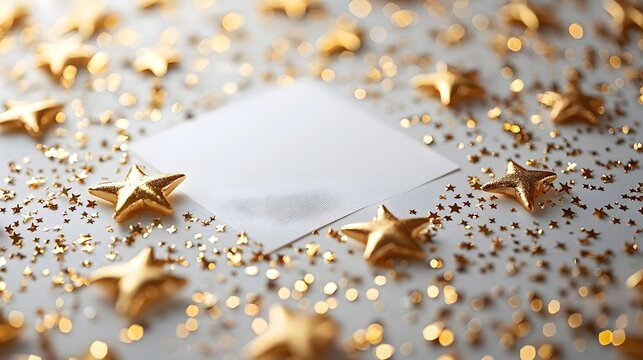 Celebratory gold stars on a white card for retirement wishes
