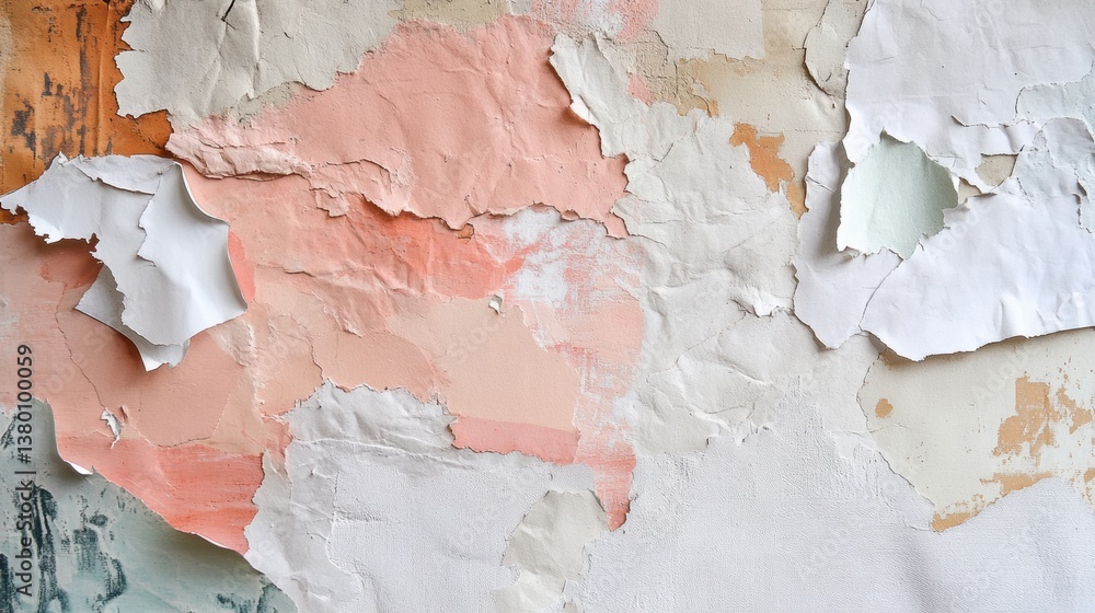 Poster diy paper collage with torn pieces and layered textures creating an intricate design on a neutral ba
