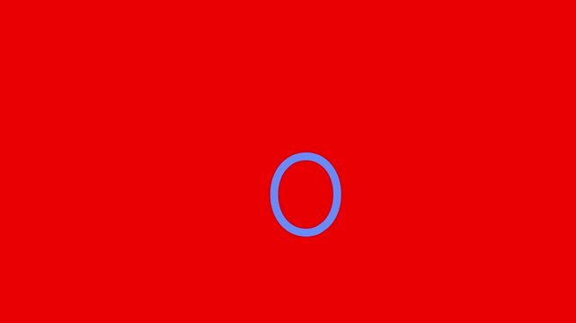 O letter small color writing cartoon animation redbox isolated. Compatibile part of alphabet. Handwriting educational style for children. Good for education movies, presentation, learning alphabet.
