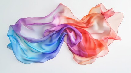 A premium silk scarf artistically draped on a white background with negative space